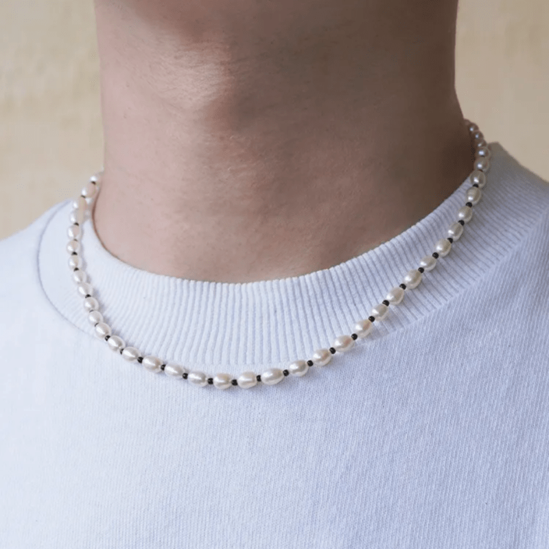 Collier Homme Perle Naturelle Ajustable 42-47 cm - Biloria