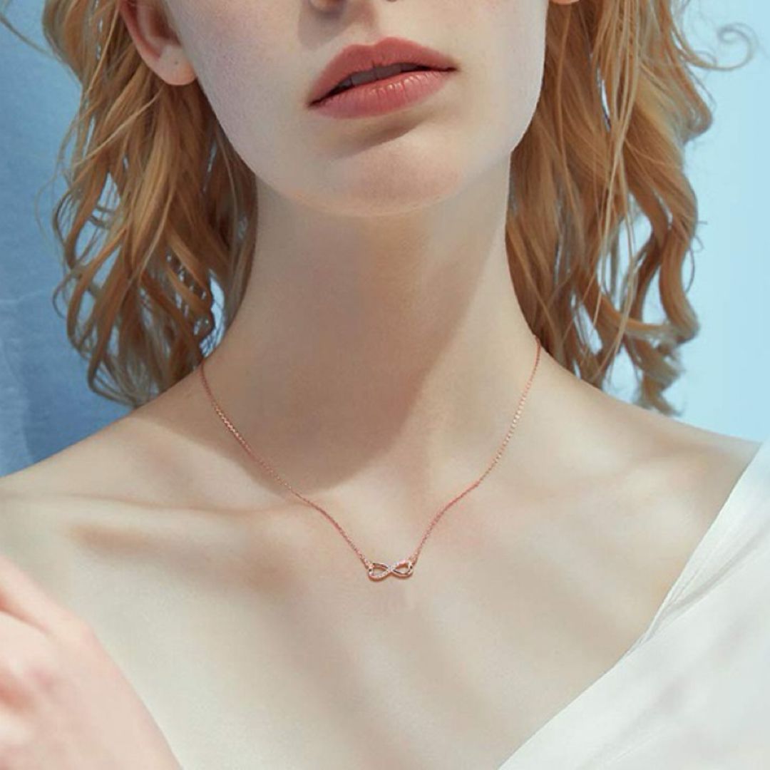 Collier Infini Argent 925 Zircons – Bijou Éternité Féminin - Biloria