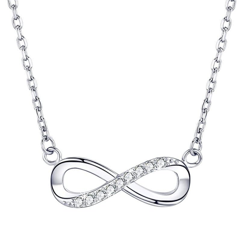 Collier Infini Argent 925 Zircons – Bijou Éternité Féminin - Biloria