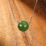 Collier Jade Argent 925, Pierre de Jade 9,5 mm, Longueur 45 cm - Biloria