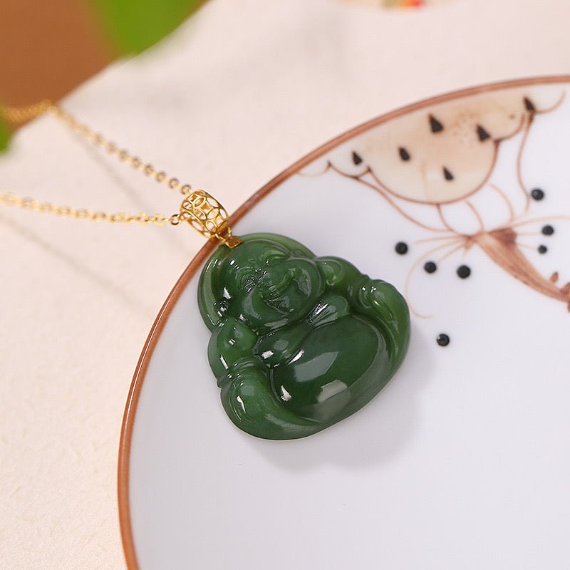 Collier Jade Bouddha Or 18K Porte-Bonheur Bureau - Biloria