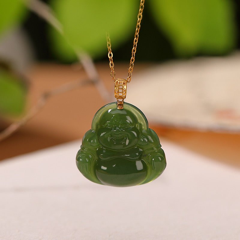 Collier Jade Bouddha Or 18K Porte-Bonheur Bureau - Biloria