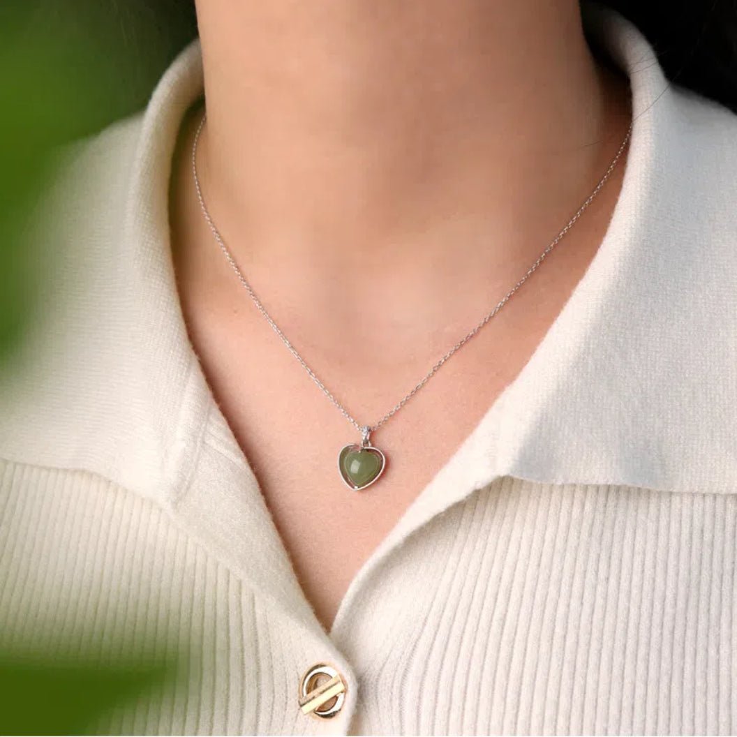 Collier Jade Cœur d'Éveil - Argent 925 | Pierre Naturelle - Biloria