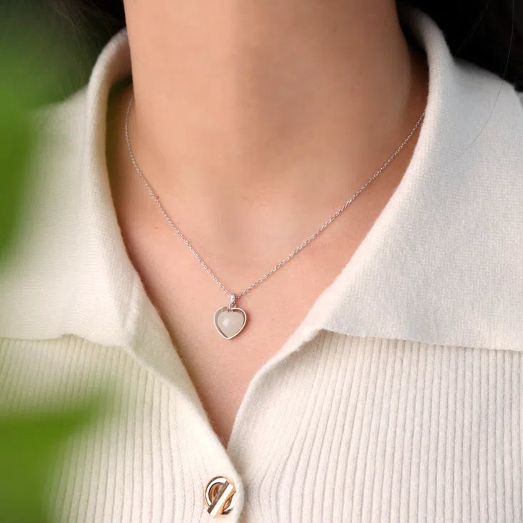 Collier Jade Cœur d'Éveil - Argent 925 | Pierre Naturelle - Biloria