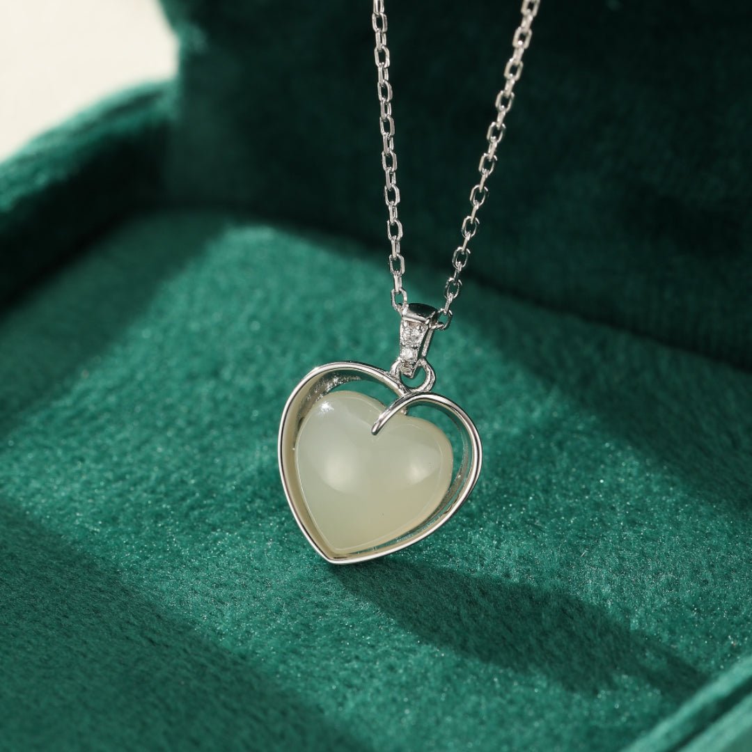 Collier Jade Cœur d'Éveil - Argent 925 | Pierre Naturelle - Biloria