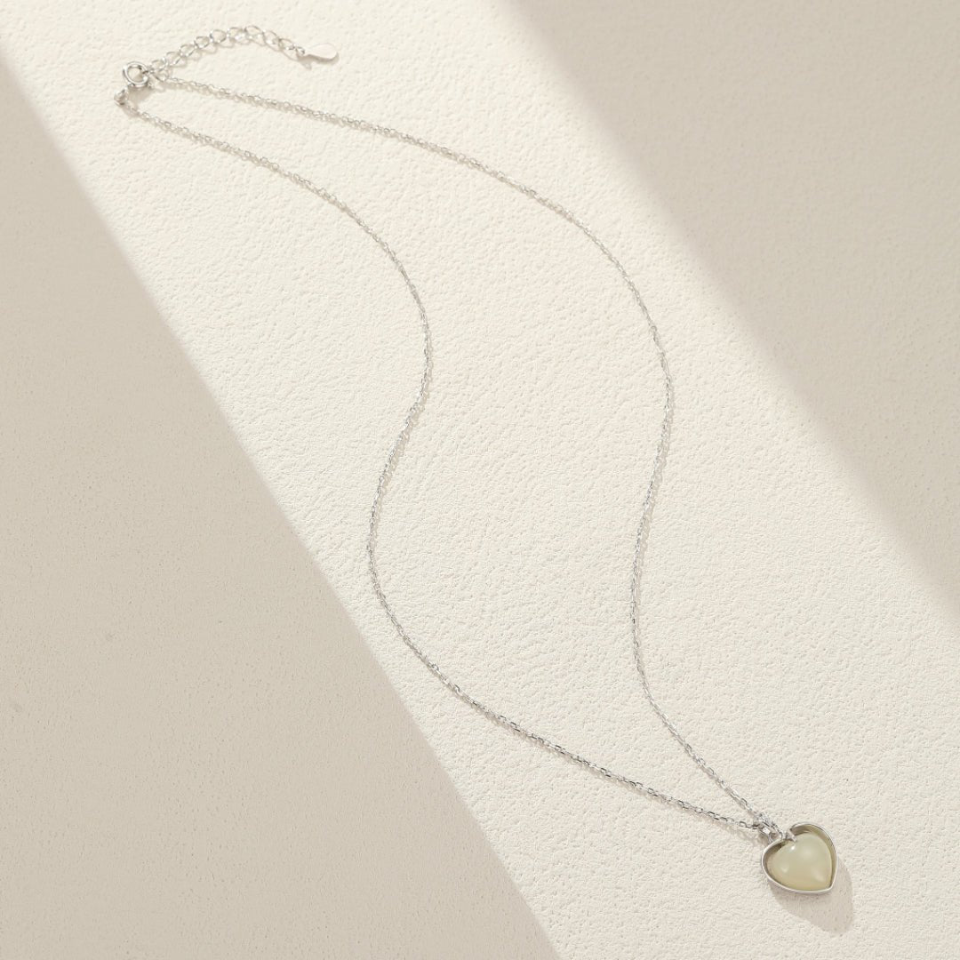 Collier Jade Cœur d'Éveil - Argent 925 | Pierre Naturelle - Biloria