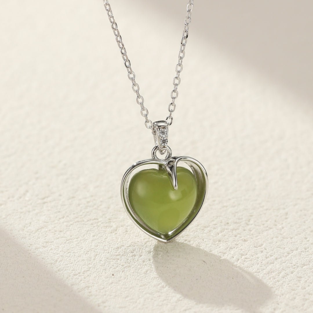 Collier Jade Cœur d'Éveil - Argent 925 | Pierre Naturelle - Biloria