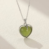 Collier Jade Cœur d'Éveil - Argent 925 | Pierre Naturelle - Biloria