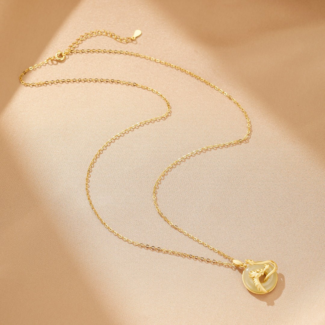 Collier Jade Couple Union Sacrée Argent Plaqué Or - Biloria