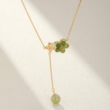 Collier Jade Fleur de Prunier – Argent Plaqué Or, Bijou Zen - Biloria