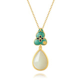 Collier Jade Goutte de Chance en Argent Plaqué Or - Biloria