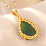 Collier Jade Goutte en Argent Plaqué Or pour Harmonie et Équilibre - Biloria