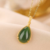 Collier Jade Goutte en Argent Plaqué Or pour Harmonie et Équilibre - Biloria