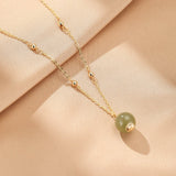 Collier Jade Néphrite, Chaîne Dorée Réglable | Bijou Zen - Biloria
