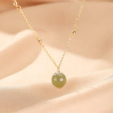 Collier Jade Néphrite, Chaîne Dorée Réglable | Bijou Zen - Biloria