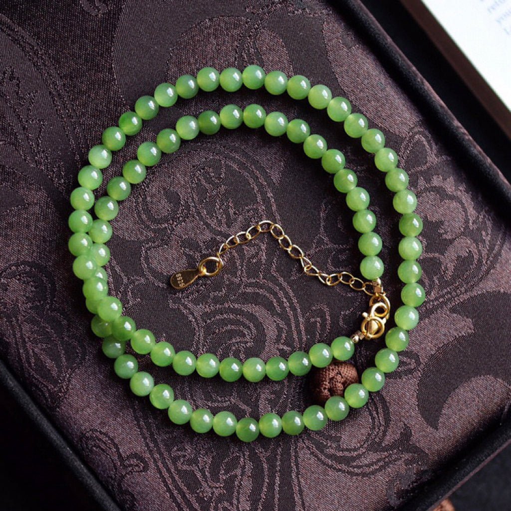Collier Jade Petit Bonheur en Argent Plaqué Or – Élégance et Sérénité - Biloria