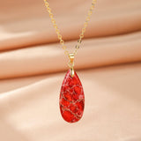 Collier Jaspe Rouge Goutte Or - Biloria