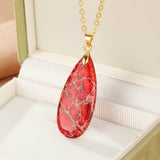 Collier Jaspe Rouge Goutte Or - Biloria
