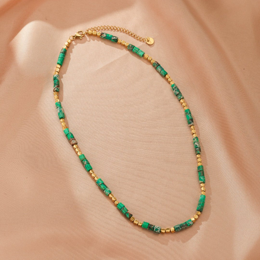 Collier Jaspe Vert Rouge – Bijou Déco Ethnique - Biloria