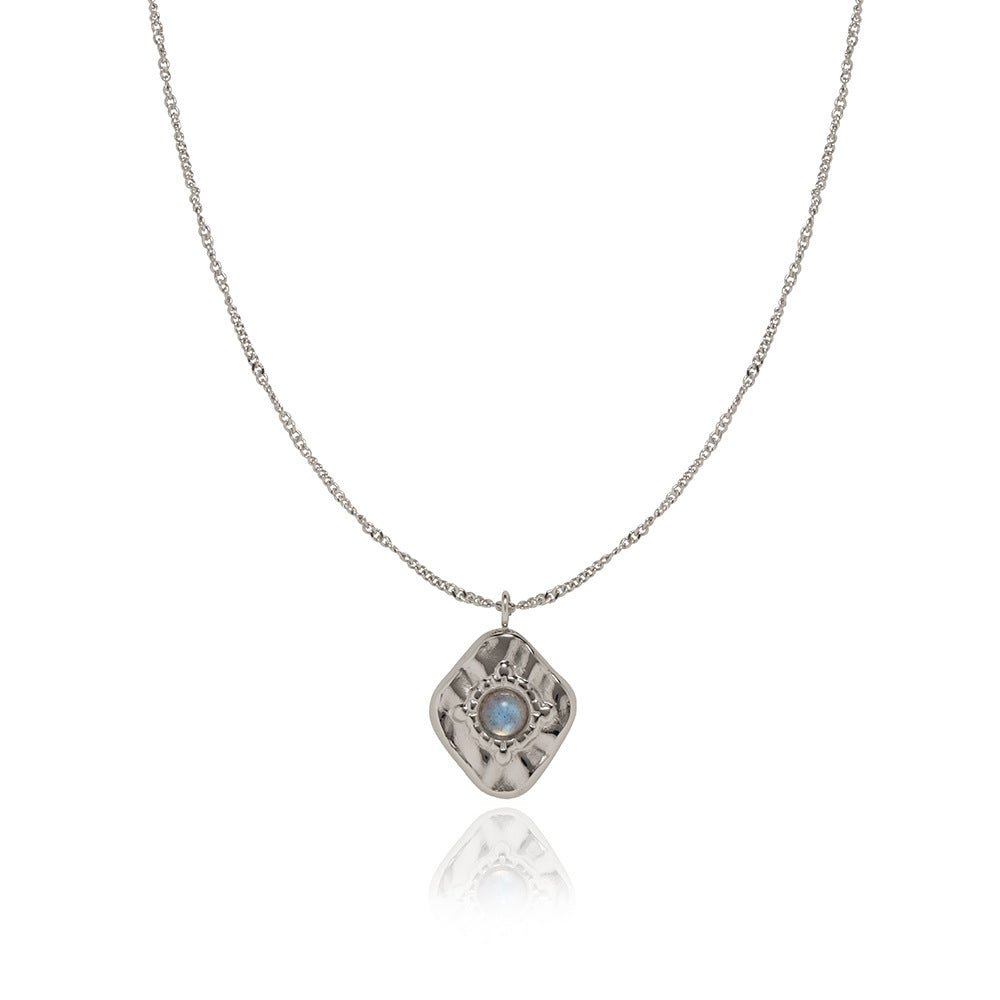 Collier Labradorite Acier Inoxydable – Pendentif Pierre Naturelle - Biloria