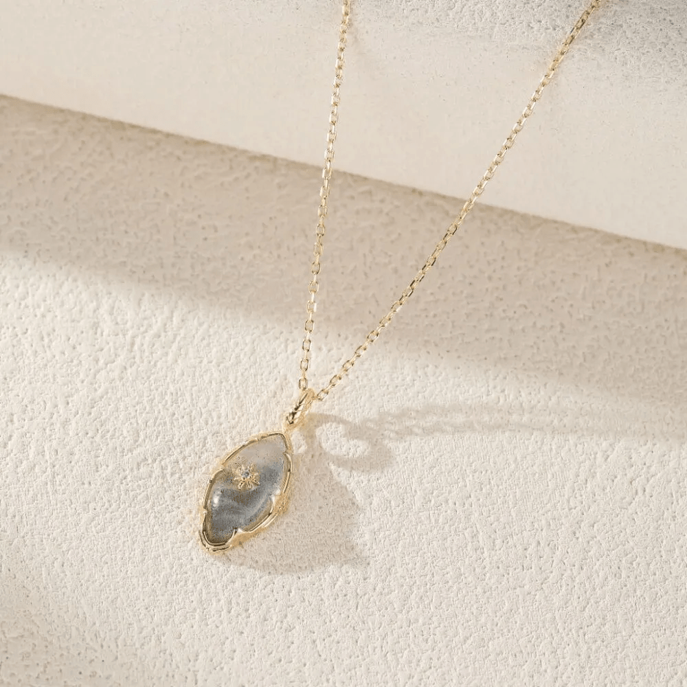 Collier Labradorite Apaisement Cosmique Argent Plaqué Or - Biloria