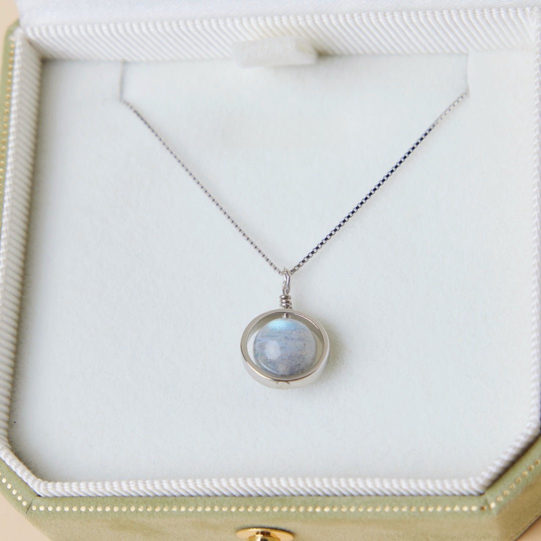 Collier Labradorite Argent 8 mm Protection Intuition - Biloria