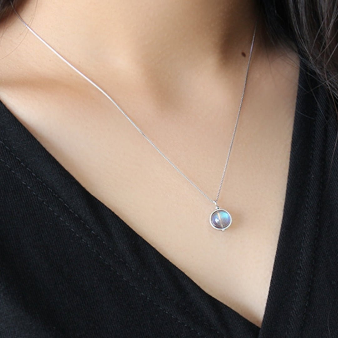 Collier Labradorite Argent 8 mm Protection Intuition - Biloria