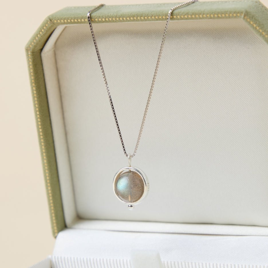 Collier Labradorite Argent 8 mm Protection Intuition - Biloria