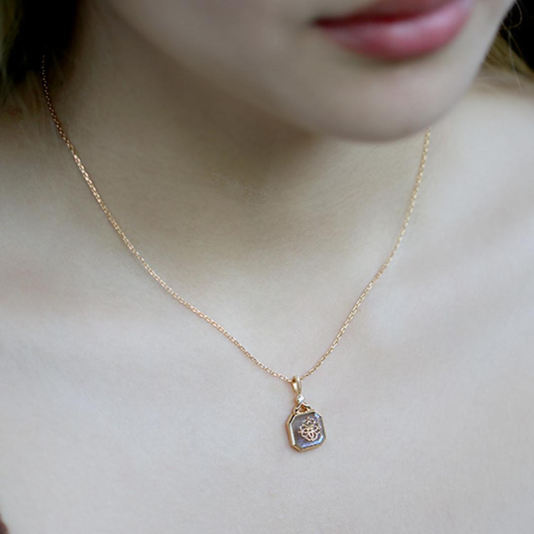 Collier Labradorite Argent Plaqué Or 10mm 45cm Vitalité - Biloria
