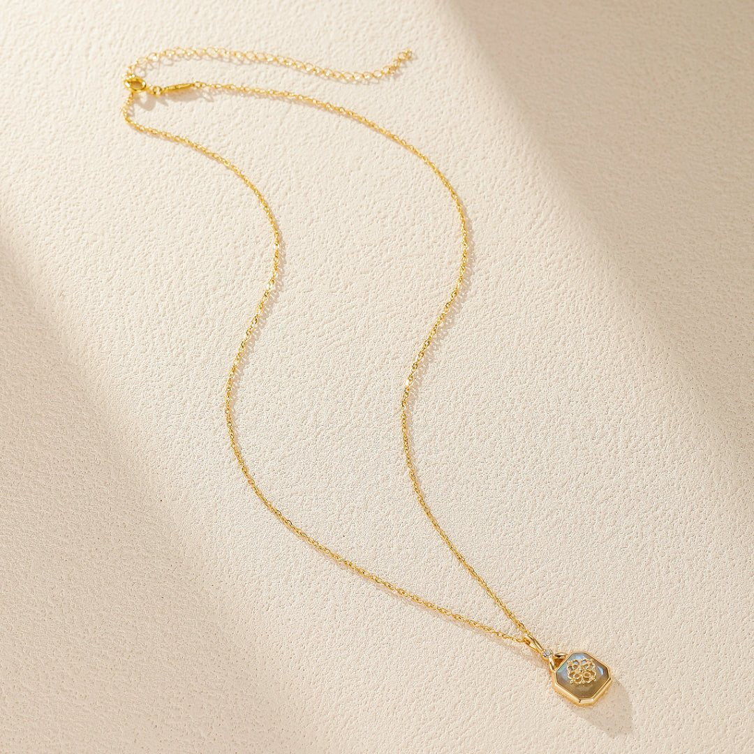 Collier Labradorite Argent Plaqué Or 10mm 45cm Vitalité - Biloria