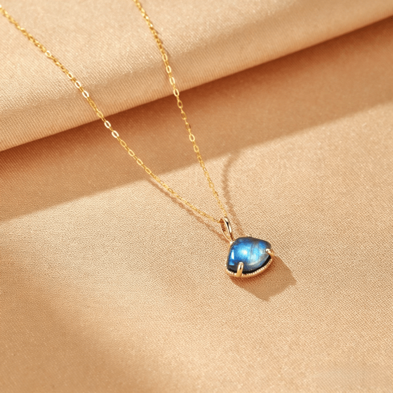 Collier Labradorite Argent Plaqué Or Bijou Femme - Biloria
