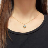 Collier Labradorite Argent Plaqué Or, Bijou Mystique - Biloria
