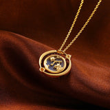Collier Labradorite avec Pendentif Planète, Argent Plaqué Or 14k - Biloria