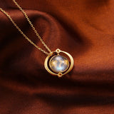 Collier Labradorite avec Pendentif Planète, Argent Plaqué Or 14k - Biloria