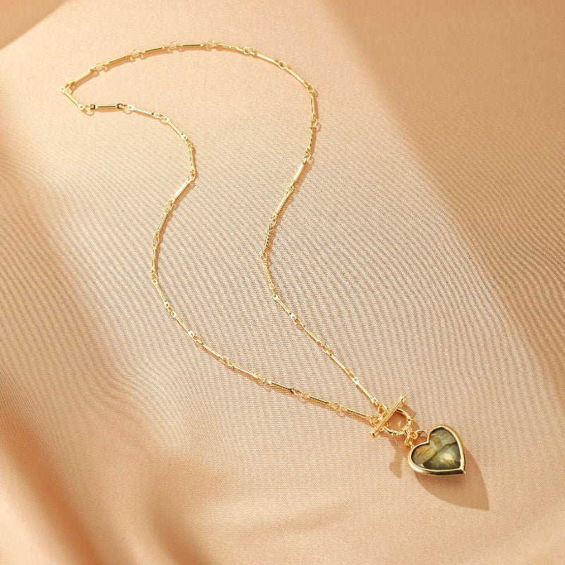 Collier Labradorite Cœur – Pendentif en Cuivre pour la Méditation - Biloria