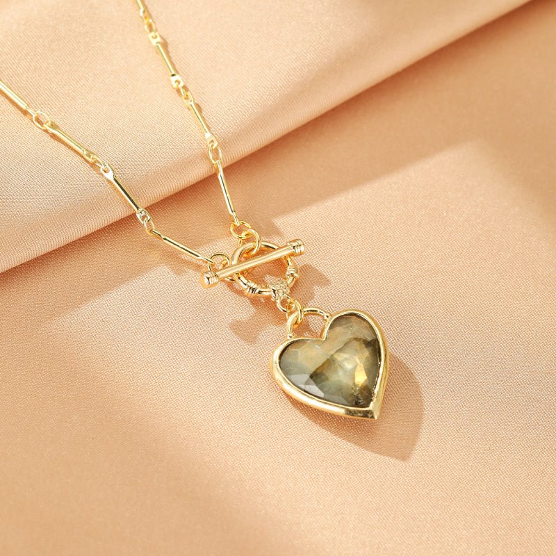 Collier Labradorite Cœur – Pendentif en Cuivre pour la Méditation - Biloria