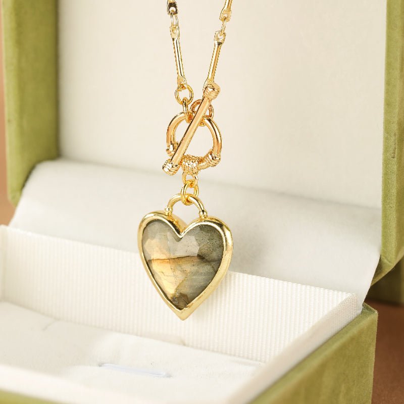 Collier Labradorite Cœur – Pendentif en Cuivre pour la Méditation - Biloria