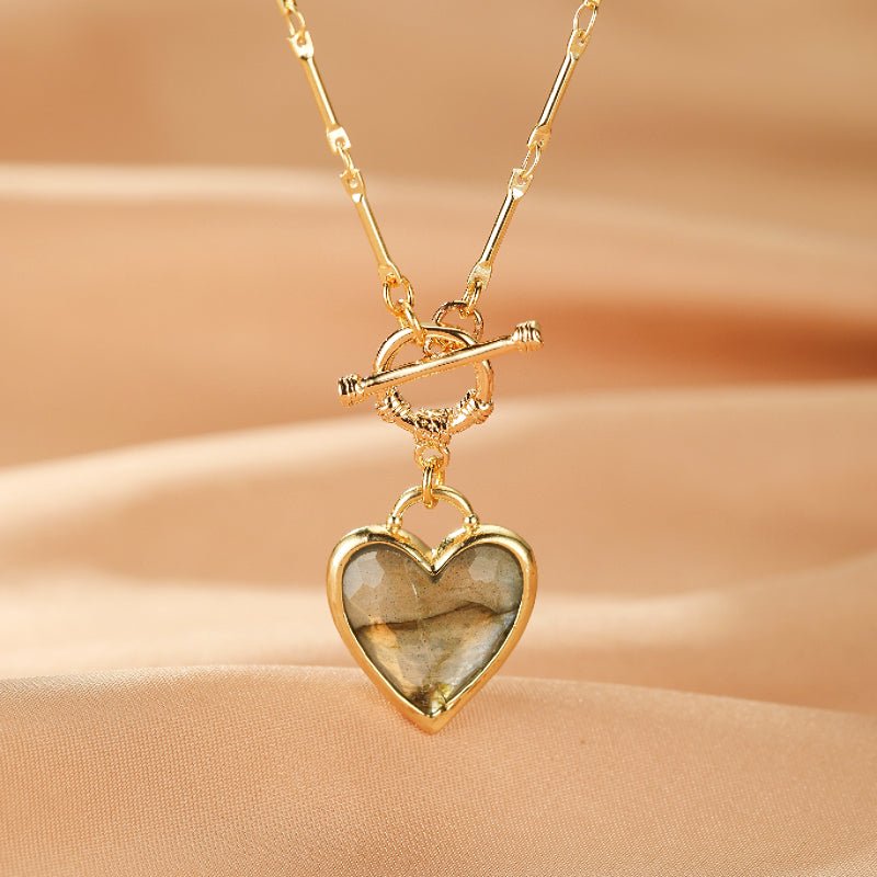 Collier Labradorite Cœur – Pendentif en Cuivre pour la Méditation - Biloria