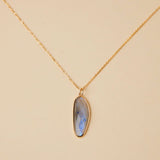Collier Labradorite Élipse Protectrice – Argent Plaqué Or - Biloria