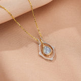 Collier Labradorite Halo Mystique Argent Plaqué Platine - Biloria