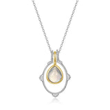Collier Labradorite Halo Mystique Argent Plaqué Platine - Biloria