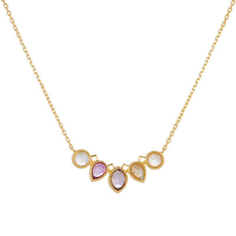 Collier Labradorite Topaze Iolite Améthyste – Argent Or 14K - Biloria