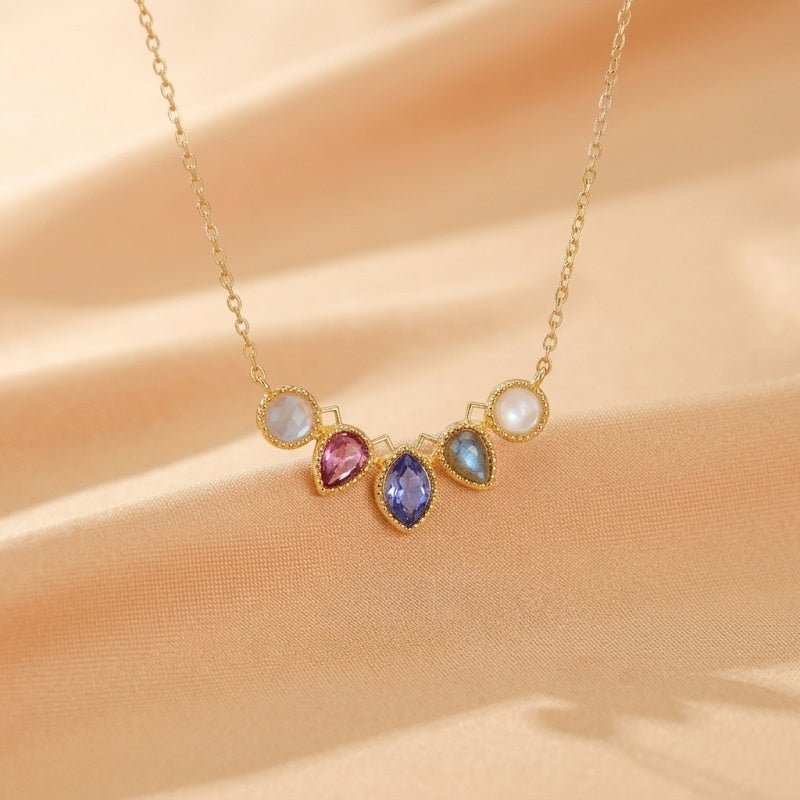 Collier Labradorite Topaze Iolite Améthyste – Argent Or 14K - Biloria