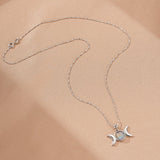 Collier Labradorite Triple Lune Argent 925 – Protection Féminine - Biloria