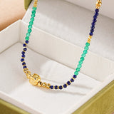 Collier Lapis-Lazuli et Jade Vert – Argent Plaqué Or - Biloria