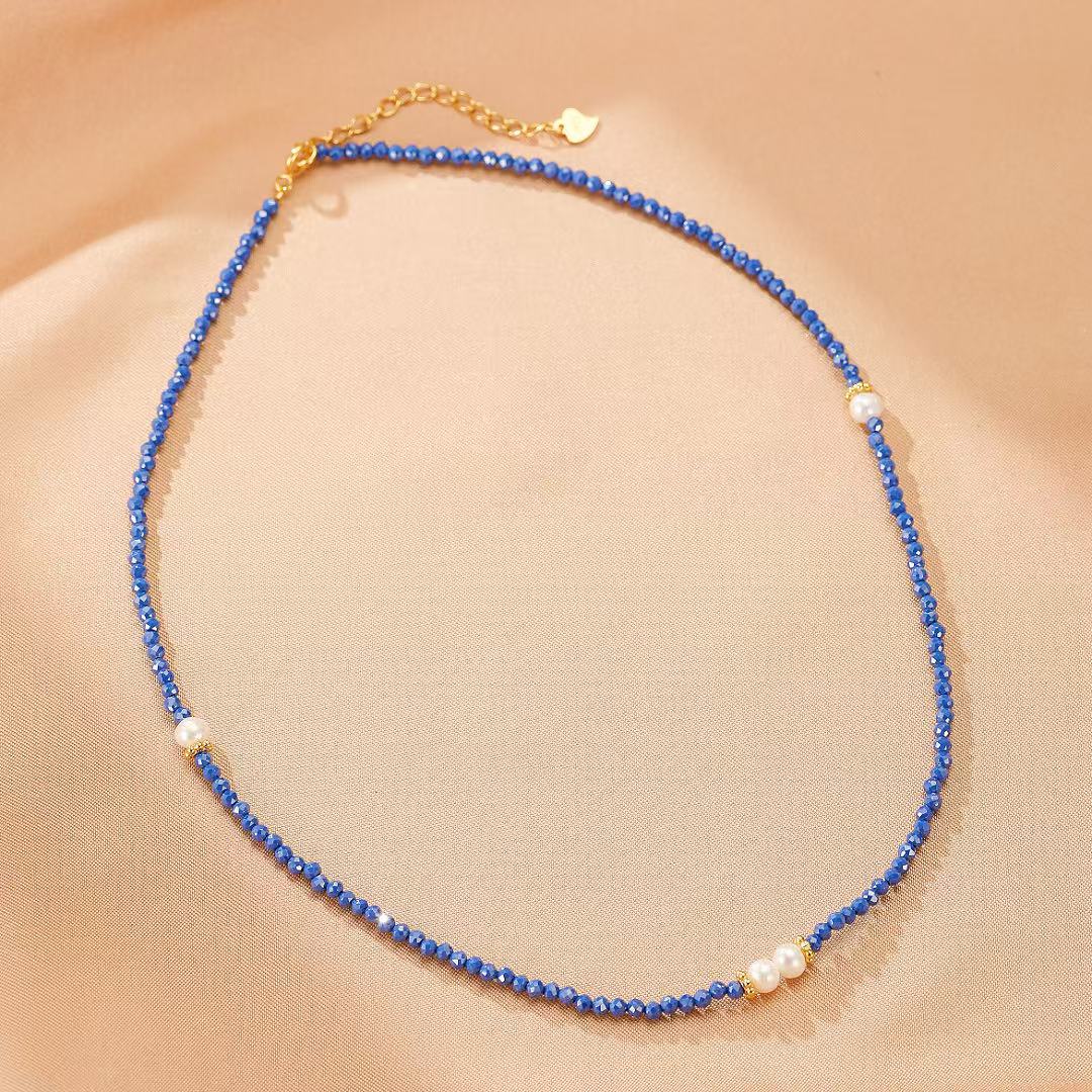 Collier Lapis-Lazuli et Perle Naturelle – Bijou Fin Ajustable - Biloria