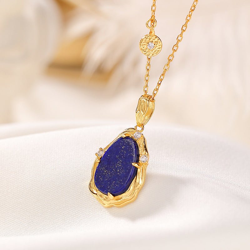 Collier Lapis Lazuli et Zircon, Argent Plaqué Or pour la Sérénité - Biloria