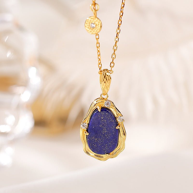 Collier Lapis Lazuli et Zircon, Argent Plaqué Or pour la Sérénité - Biloria