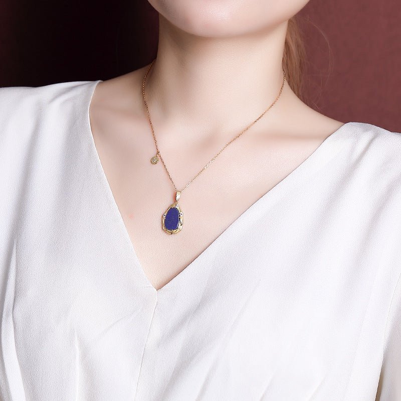 Collier Lapis Lazuli et Zircon, Argent Plaqué Or pour la Sérénité - Biloria