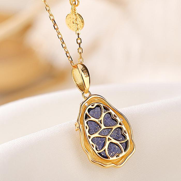 Collier Lapis Lazuli et Zircon, Argent Plaqué Or pour la Sérénité - Biloria